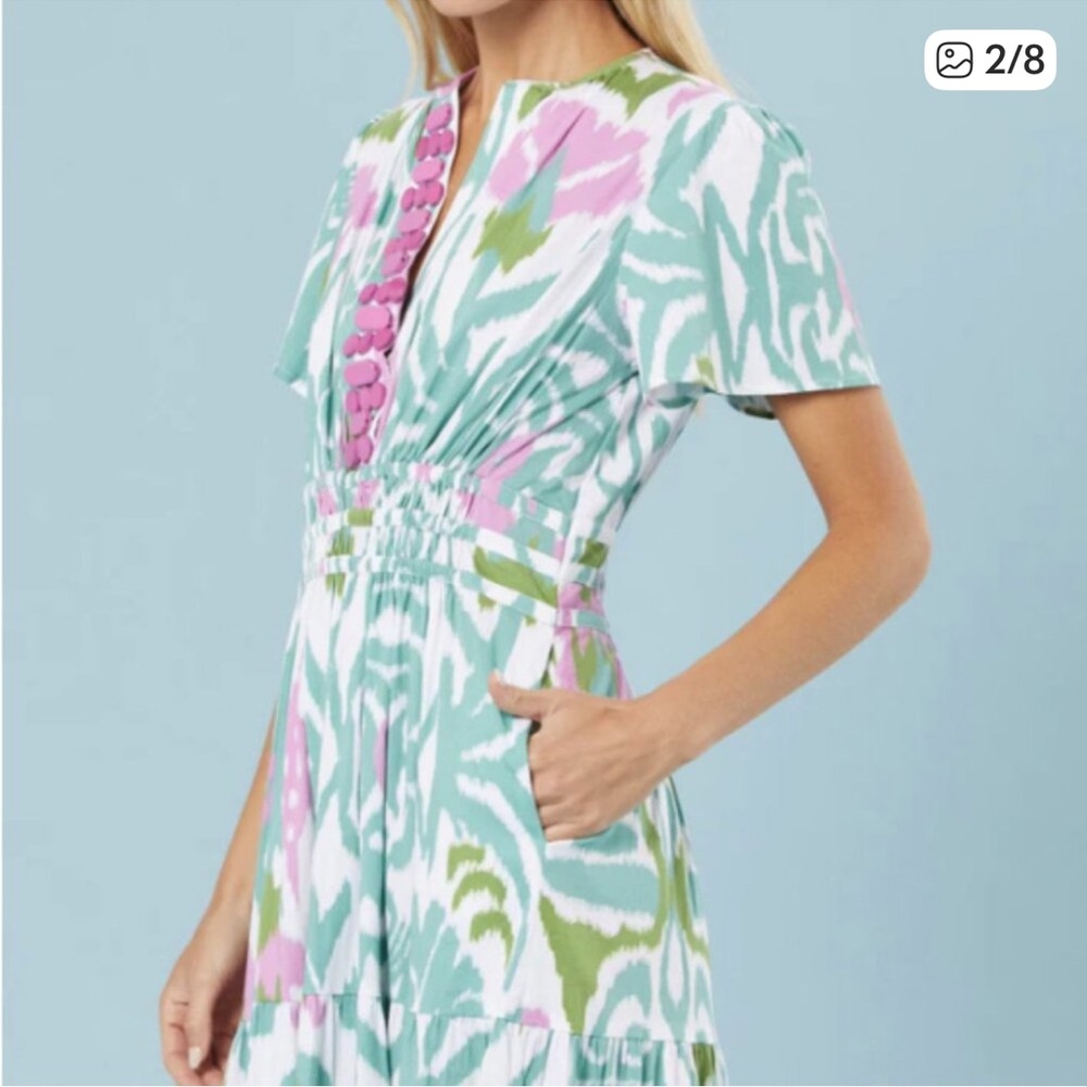 Women's Floral Print Maxi Dress — Pink, Teal & Olive